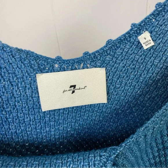 7 FOR ALL MANKIND boho knit crochet peplum top V Neck Bobble Knit Sz S Cottage - Picture 11 of 15